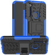 Voor Xiaomi Redmi Note 8T Bandtextuur Schokbestendig TPU + PC-beschermhoes met houder (blauw)