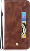 Voor huawei p20 lite koperen gesp nappa textuur horizontale flip lederen tas, met houder en kaartsleuven en portemonnee (bruin)