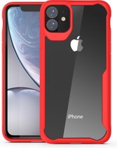 Voor iPhone 11 transparante pc + TPU volledige dekking schokbestendige beschermhoes (rood)