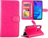 Voor OPPO Realme 5 Crazy Horse Texture Leather Horizontale Flip Beschermhoes met houder & kaartsleuven & portemonnee & fotolijst (magenta)