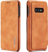 Voor Galaxy S10e Hon Ancient Series lederen tas met kaartsleuven en houder en portemonnee (bruin)