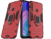 Voor Huawei Y7p / P40 Lite E schokbestendige pc + TPU beschermhoes met magnetische ringhouder (rood)