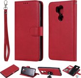 Voor LG G7 ThinQ Effen kleur Horizontale Flip Beschermhoes met houder & kaartsleuven & portemonnee & fotolijst & lanyard (rood)