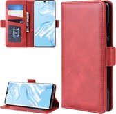 Dual-side magnetische gesp horizontale flip lederen case voor Huawei P30 Pro, met houder & kaartsleuven & portemonnee & fotolijst (rood)