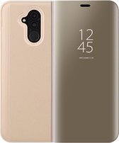 Mirror Clear View Horizontale Flip PU Smart Leather Case voor Huawei Mate 20 Lite, met houder (goud)