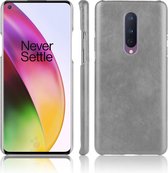 Voor OnePlus 8 Shockproof Litchi Texture PC + PU Case (grijs)