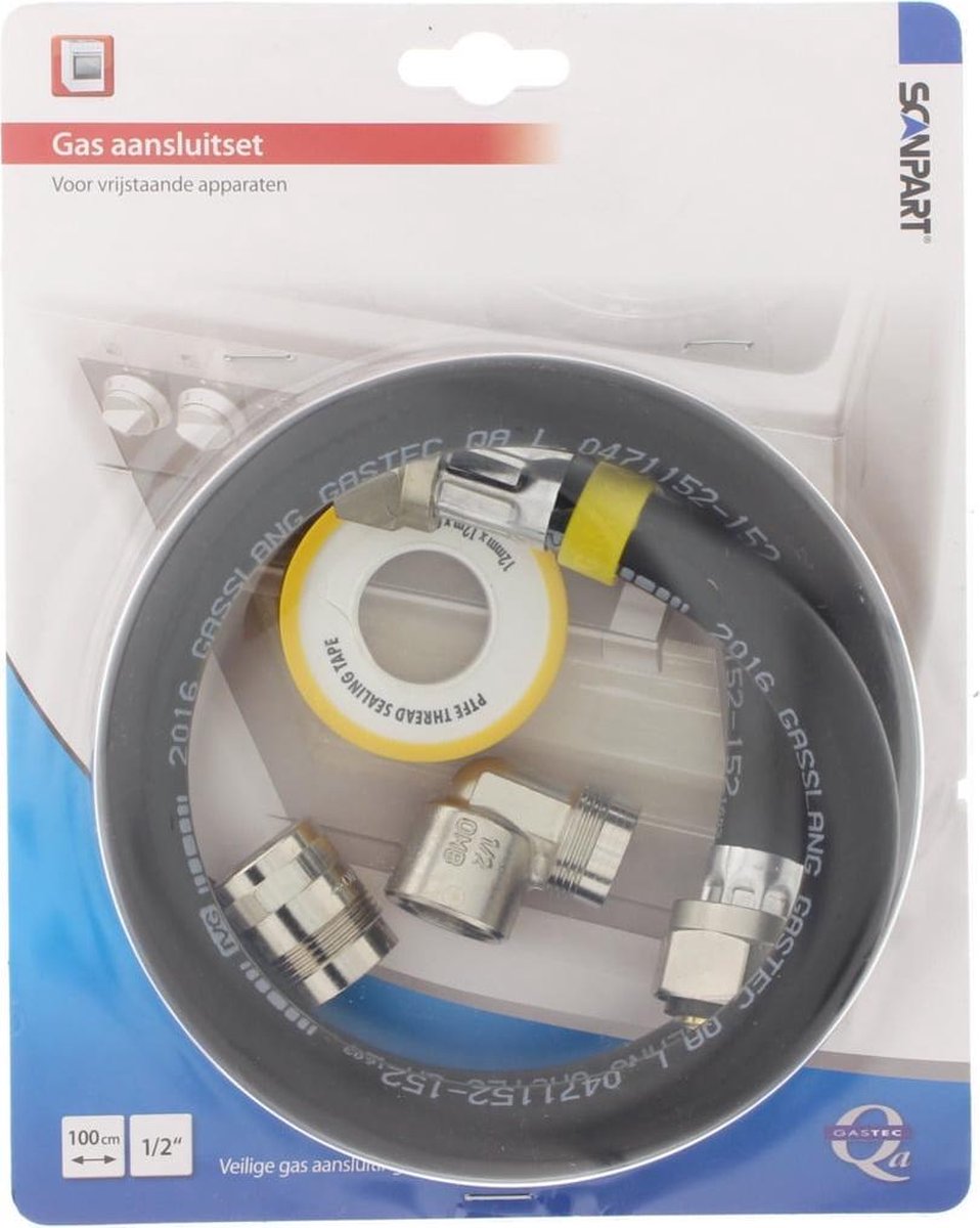 Scanpart gasslang aansluitset - 1/2" - 100 cm - Aluminium