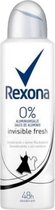Rexona Invisible Fresh Black & White Deo Spray 0% Aluminium - Voordeelverpakking 6 Stuks