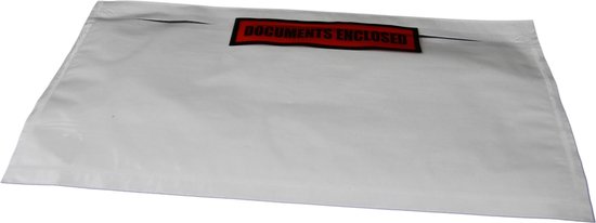 1000 stuks - Paklijstenveloppen DL - 228 x 120mm – documents enclosed - transparant