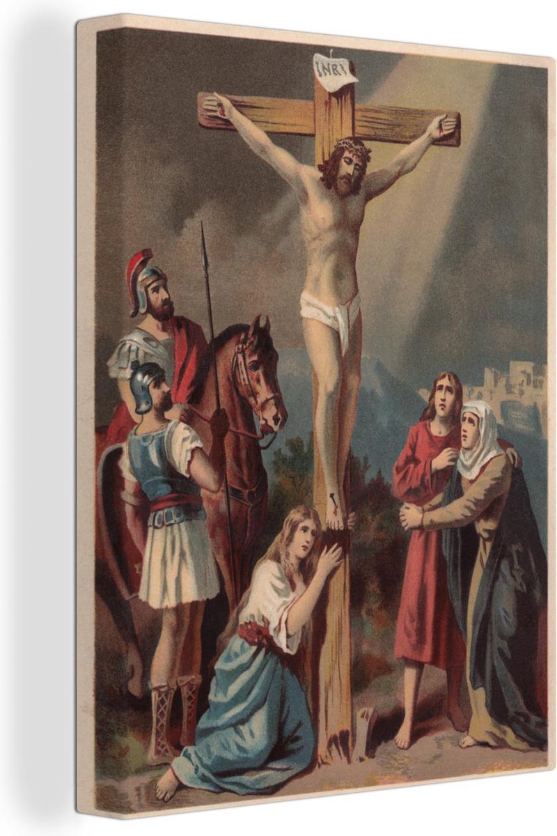 Illustratie Van Jezus Christus Aan Het Kruis Canvas 120X160 Cm - Foto Print  Op Canvas... | Bol.Com