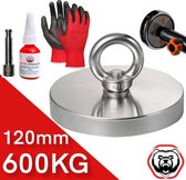 Vismagneet - 600 kg trekkracht - Magneetvissen - Incl. Handschoenen - Prikstok adapter - Schroefdraadborgmiddel (10 ml) -  Magneet vissen magneet - Starterspakket