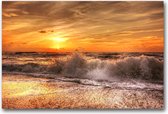 MN Collections - Schilderij - Seascape Photography. - Wit, Bruin, Geel En Oranje - 120 X 80 Cm