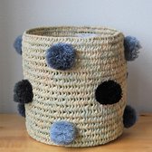 Fatimamorocco.nl  Cylindrical pom pom basket Gray L