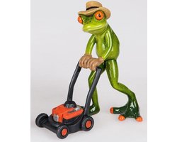 kikker met grasmaaier geschenk hovenier tuinman
