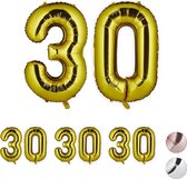 Relaxdays 4x folie ballon cijfer 30 - XXL cijferballon - getal - verjaardag - goud