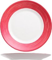 Arcoroc Brush Servies - Diner Borden - 23,5cm - Wit Rood - (set van 6) En Yourkitchen E-kookboek - Heerlijke Smulrecepten