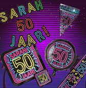 Verjaardag 50 jaar Pakket Neon - Sarah 50 jaar versiering - Verjaardag Versiering - Happy Birthday Slinger - Verjaardag decoratie - Ballonnen - Jongen / Meisje / Volwassenen - Afze