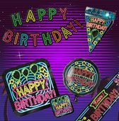 Happy Birthday Pakket Neon - Verjaardag Versiering - Happy Birthday Slinger - Verjaardag decoratie - Ballonnen - Jongen / Meisje / Volwassenen - Afzetlint - Feest versiering - Fees