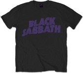 Black Sabbath Mens Tshirt -L- Wavy Logo Vintage Noir