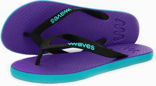 Waves teen slippers dames paars - turquoise maat 37 vegan duurzaam fair  rubber flip flops | bol.com