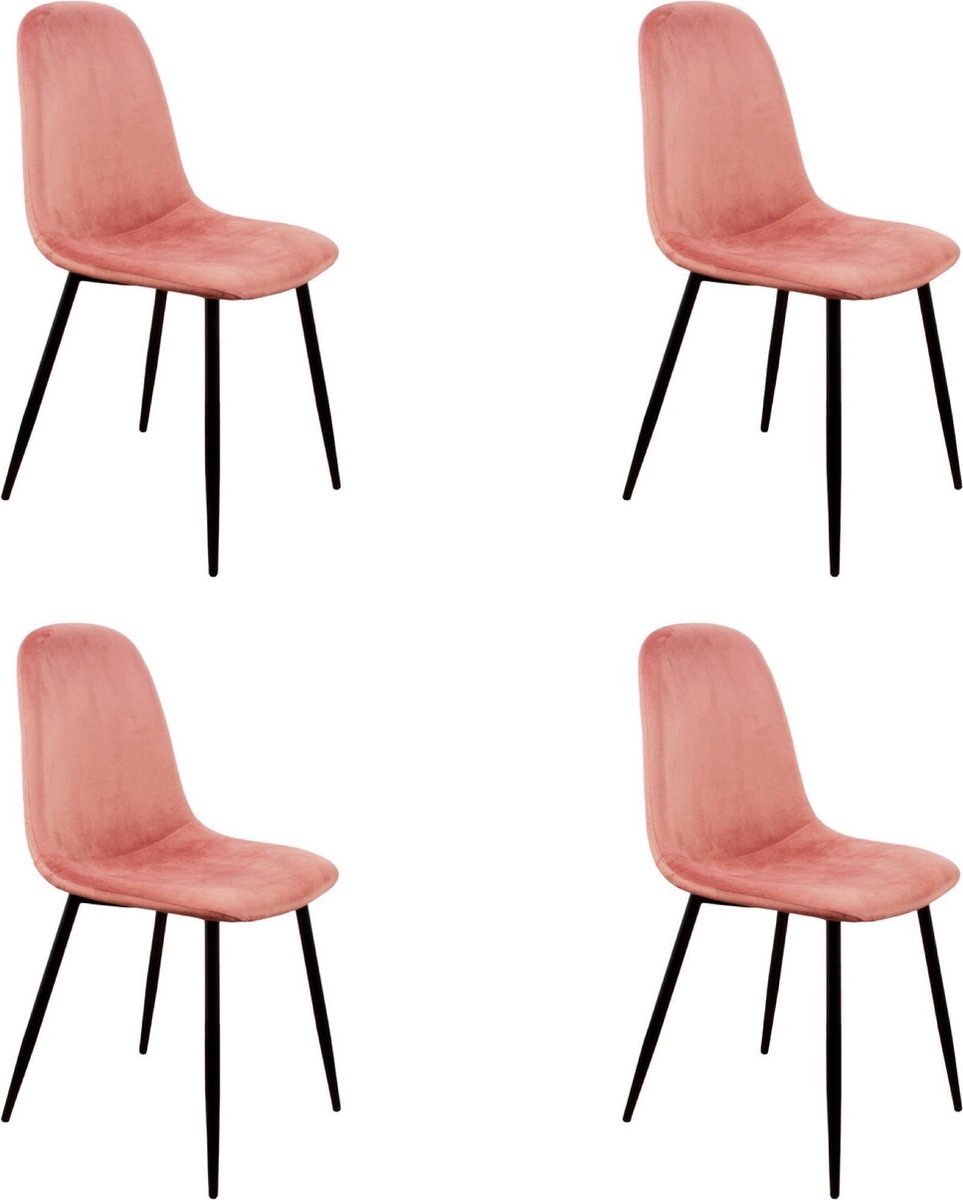 PoleWolf - Blossom stoel - Velvet - Roze - Promotie - Set van 4 - PoleWolf