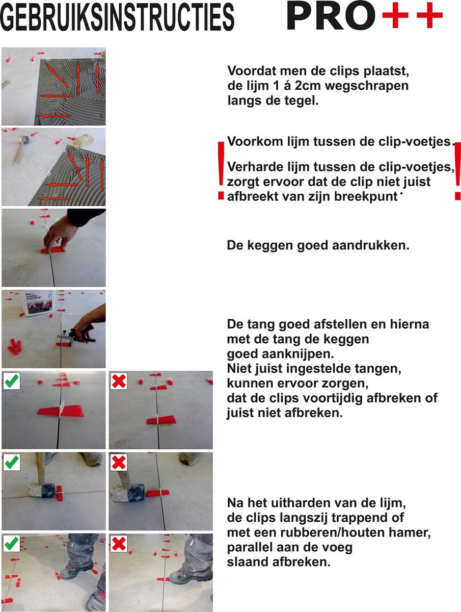 Tilelevel 20 mm Clips de mise à niveau Tegel (longue) épaisseur 13-23 mm –  Brukomtegel