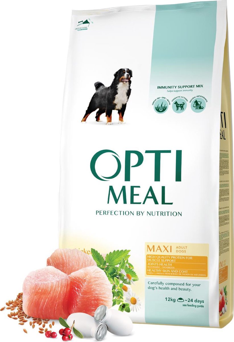 Opti Meal OptiMeal compleet droogvoer met kip - adult dog maxi breed 12 kg