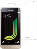 2x Screenprotector Tempered Glass Glazen Gehard Screen Protector 2.5D 9H (0.3mm) - Glasplaatje Geschikt voor: Samsung Galaxy J3 2016 - Tempered Glas