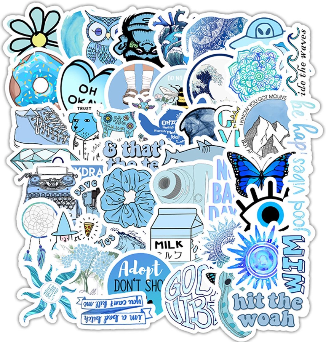 Blauwe visco vinyl laptop stickers | Bullet journal | 50 stuks | bol.com