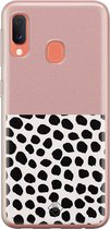 Samsung A20e hoesje siliconen - Stippen roze | Samsung Galaxy A20e case | grijs | TPU backcover transparant