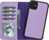 Mjora Lederen Apple iPhone 11 Hoesje (New edition Tweedelige ontwerp: Book Case / Hardcase - Lila)