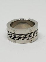 RH-Jewelry. Stalen heren ring. Ketting maat 19