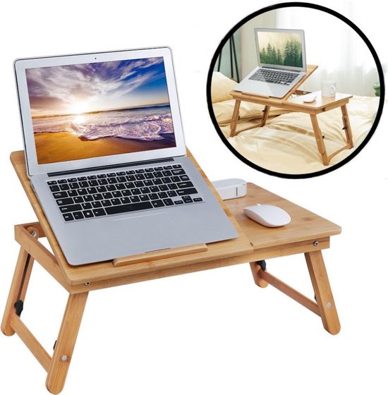 Decopatent® Laptoptafel - In hoogte verstelbaar voor bed - Bamboe hout -  kantelbaar &... | bol.com