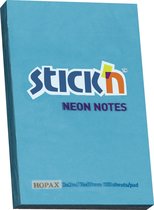 Stick'n sticky notes - 76x51mm, neon blauw, 100 memoblaadjes