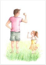 Poster sterke papa en dochter | A4 formaat | Illu-Straver