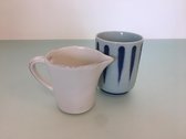 Koffie mokken setje - blauwe mok met witte schenker - aardewerk