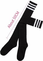 WiseGoods - Hoge Sokken Vrouwen - Kousen - Overknee Sokken - Thigh Highs Socks - Knee Socks - Maid Outfit - 65 cm. - Zwart / WIt