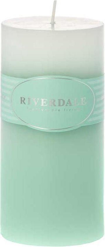Riverdale - Geurkaars stompkaars Honeydew Melon dip dye mint 7x15cm - Groen