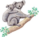 Muursticker koala - babykamer kinderkamer - dieren in aquarel - wanddecoratie - 60x60cm
