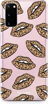 Fooncase Hoesje Geschikt voor Samsung Galaxy S20 - Shockproof Case - Back Cover / Soft Case - Rebell Leopard Lips (leopard lippen)