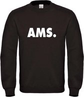 Sweater zwart XL AMS. witte opdruk - soBAD.