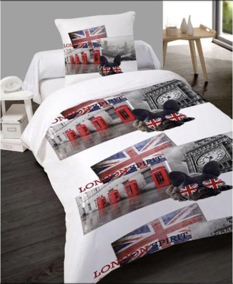 1-Persoonsdekbedovertrek katoen British Style 140x200 met 1 kussensloop 65x65 cm