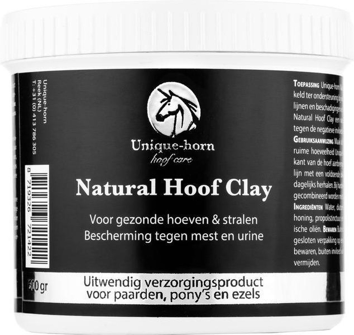 Unique-Horn Natural Hoof Clay - Hoefverzorging - 600Gr - Klei - Ondersteuning bij een vochtige straal, slechte witte lijn en hoefbeschadiging - Unique-horn