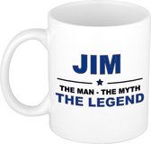 Jim The man, The myth the legend cadeau koffie mok / thee beker 300 ml