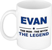 Evan The man, The myth the legend cadeau koffie mok / thee beker 300 ml
