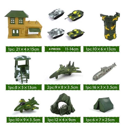 Leger speelgoed set 130 stuks Soldaatjes , tanks kannonen vliegtuigen en veel meer - sandesen