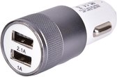 Autolader USB - 2 USB Poorten Auto Oplader - Wit/Grijs