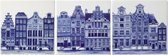 Tegeltjes - Delfts blauw - set van 3 - tegeltje - muurdecoratie - Amsterdam - grachtenpandjes - decoratie wandrek - keramiek - woondecoratie - housewarming cadeau - cadeau voor vro