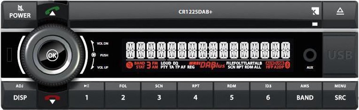 Kienzle CR1225DAB+ - 1DIN autoradio - DAB+ - CD - FM - Bluetooth - Premium radio ook voor youngtimers of oldtimers