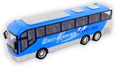 Speelgoed touringcar/reis bus blauw 32 cm voor kinderen - Speelgoed met frictie/terugtrek/pullback functie